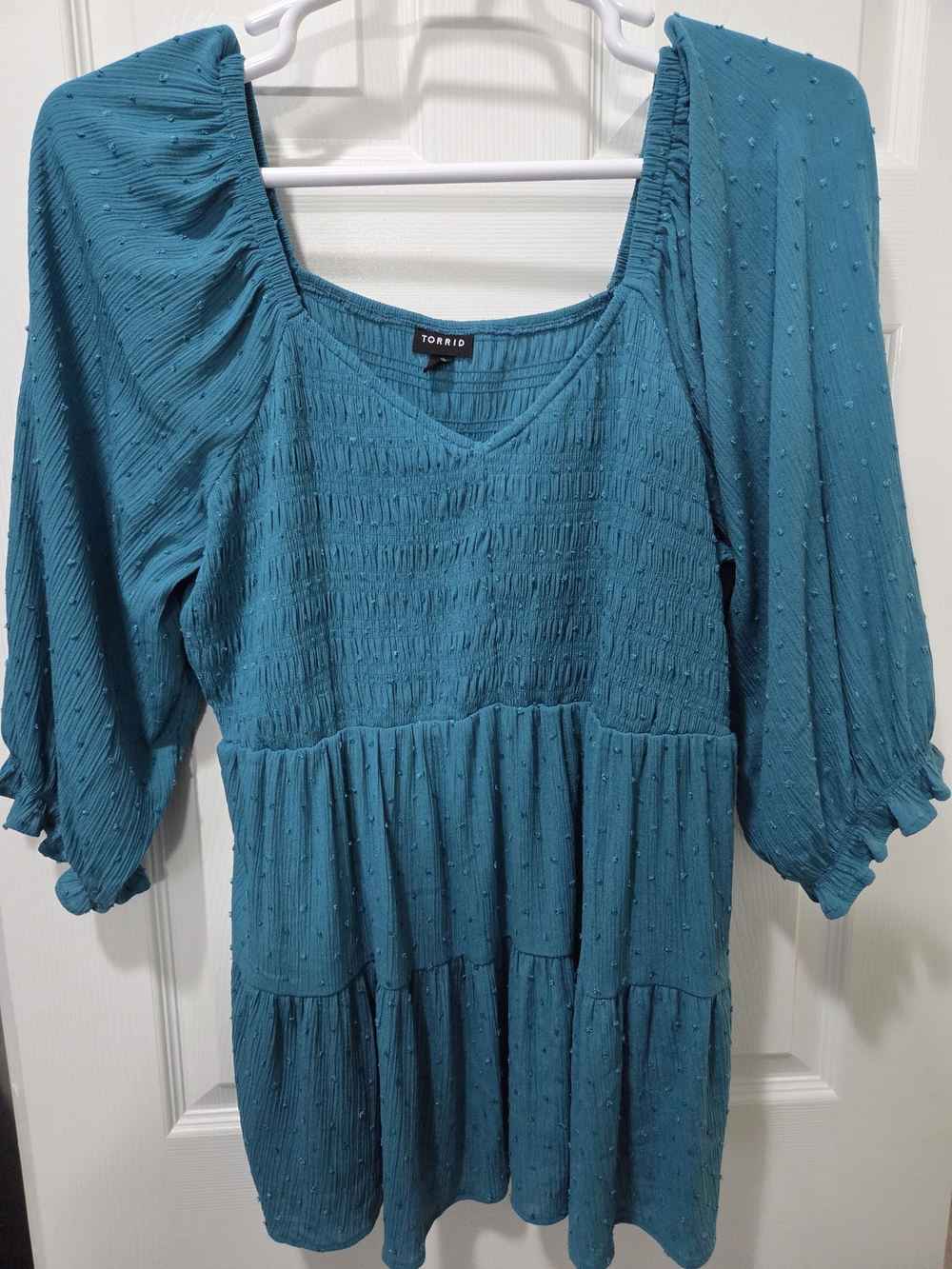 torrid Teal Swiss Dot Babydoll Blouse